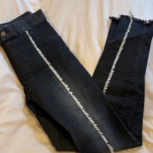 Frayed Hem Black Jeggings